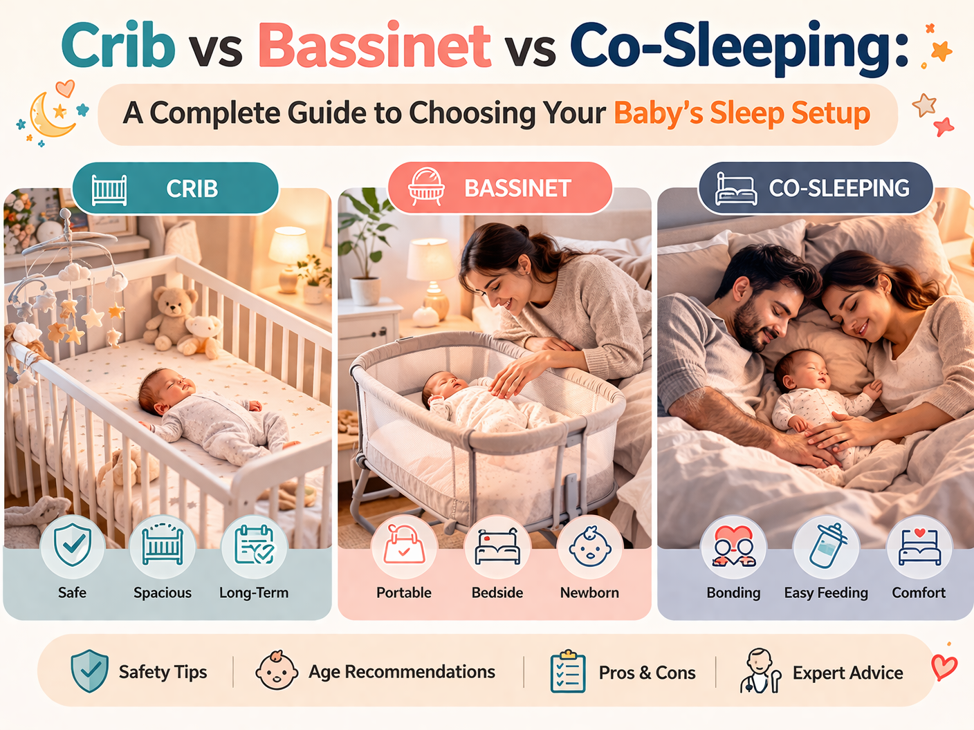 Crib vs Bassinet vs CoSleeping A Complete Guide to Choosing Your Babys Sleep Setup